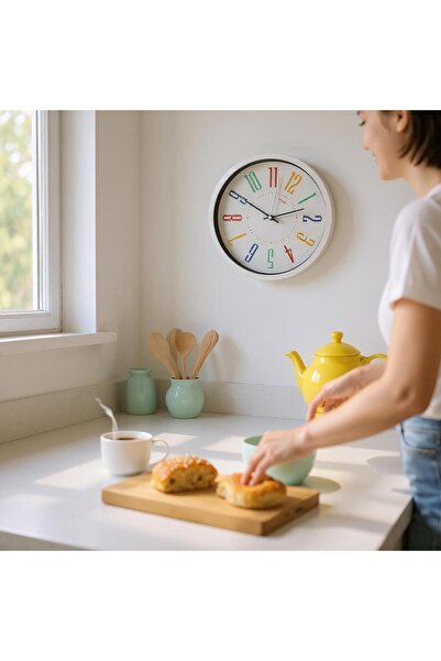 Revello DUVAR SAATİ , BEYAZ RENKLİ MODERN DUVAR SAATİ ,MODERN TASARIM İSKANDİNAV HOME 30 CM