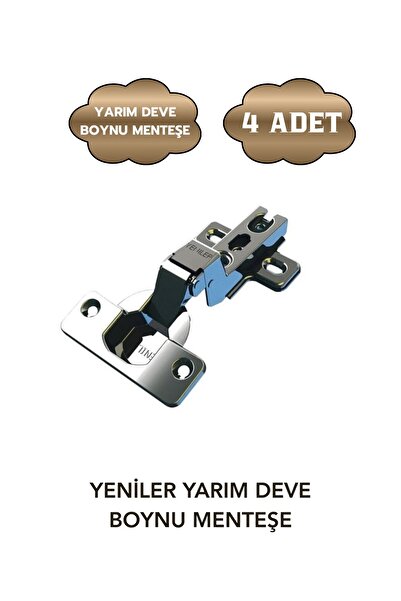 Mobilyap Aksesuar New Arrivals Furniture Cabinet Door Hinge - 4 Pieces - Half Gooseneck Hinge - 1St. Quality