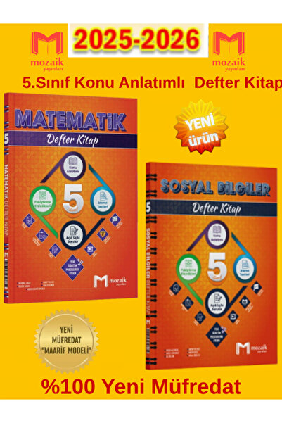 Mozaik Yayınları %100 Maarif 5.Sınıf Matematik-Sosyal Konu Anlatımlı Defter S...
