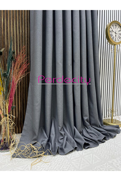 PERDECITY Natural Linen Bohemian Style Gray Background Curtain 1X3, Frequent Pleats, No Ironing Required, Suitable for Any Room