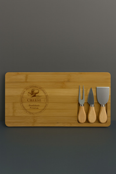 House Bird 4 Parça Lüks Bambu Peynir Seti Sunum Seti