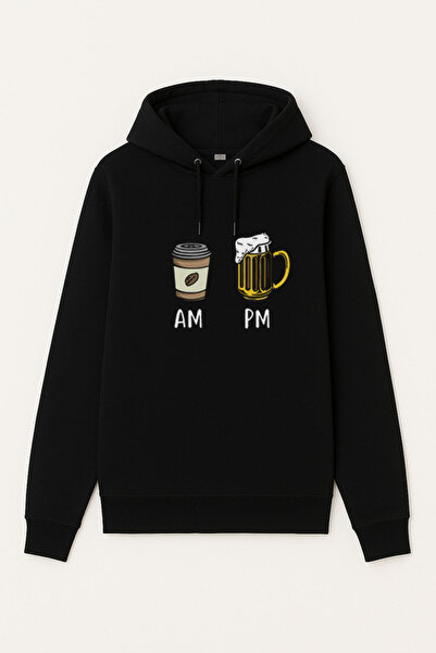 MODA Бира Кафе Печатна черна суитшърт с качулка за възрастни