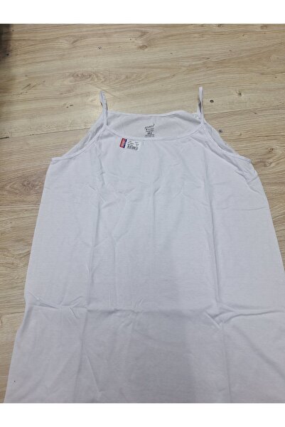 Sedef İnce ip askılı Düz Beyaz Atlet 5 Beden