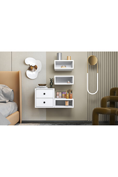 nettrends.net the new trend of shopping Makyaj Masası Duvar Rafı Seti 2 Çekmeceli Modül – Beyaz-NRG-MKJ-1001