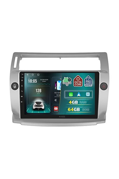 MaxTech Navigatie Citroen C4 (2004-2009) dedicata, 4 GB Ram 64 GB Rom OctaCore, Carplay & Android auto
