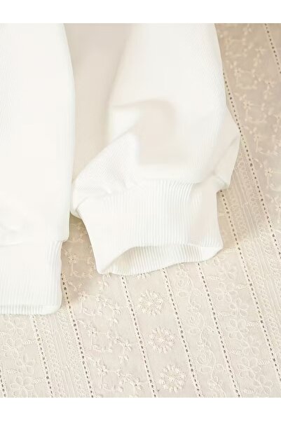 buendiakids Kız Çocuk SiyahBeyazBebemavi\Butterfly Dream Kelebekler Baskılı 3`lü Paket Bisiklet Yaka Sweatshirt