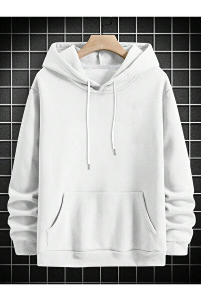 Relax family xf Men's Solid Color Hooded Sweatshirt Oversize Cotton Lined 3 Thread Winter Anti-Pilling