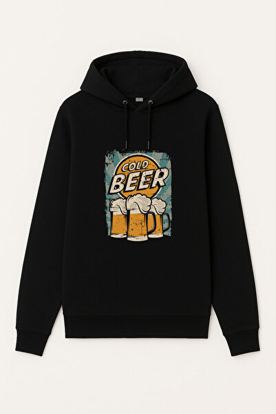 MODA Hanorac negru pentru adulți Bira Beer cu imprimeu cu glugă Swea tricou