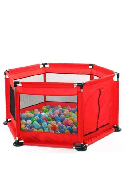 Picodino Playpen for Baby – Safety and Fun + 30 Balls, Red