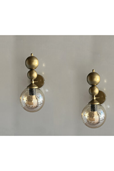 gaziantepavize Florida Eskitme Kasa Bal Glop Camlı Metal Pilli Aplik - 2 Adet - Özel Tasarım Lamba ve Pil Dahil