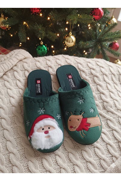 GEZER Noel baba figürlü kışlık nakışlı ev terliği