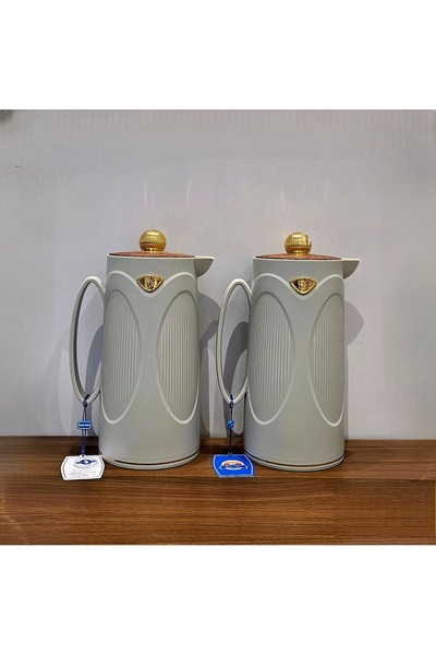 royal_camel طقم ترامس شاي وقهوة ذهبي بغطاء خشبي 1+1لتر من رويال كاميل