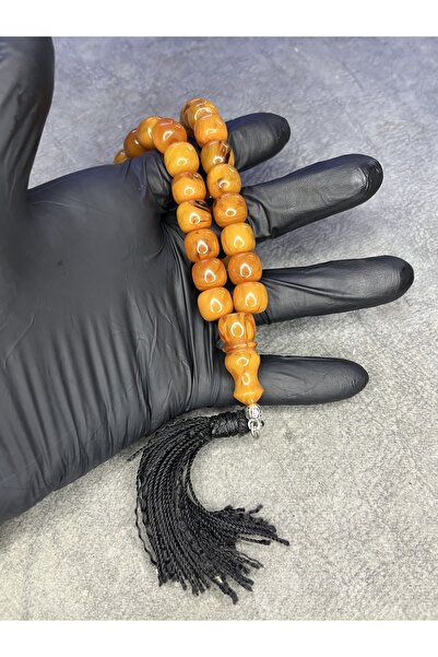 Mos Tespih Very Old Collectible Marbled Crimped Amber Prayer Beads
