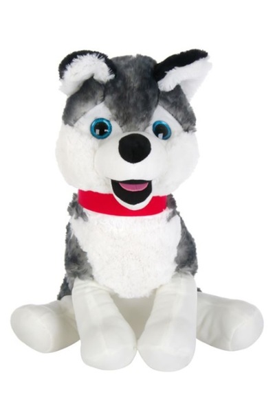 Davida Dreams Caine din plus, cu ochi albastri, 45 cm, gri cu alb