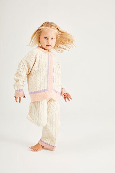 Momercy Pink Striped Girl's Knitwear Set