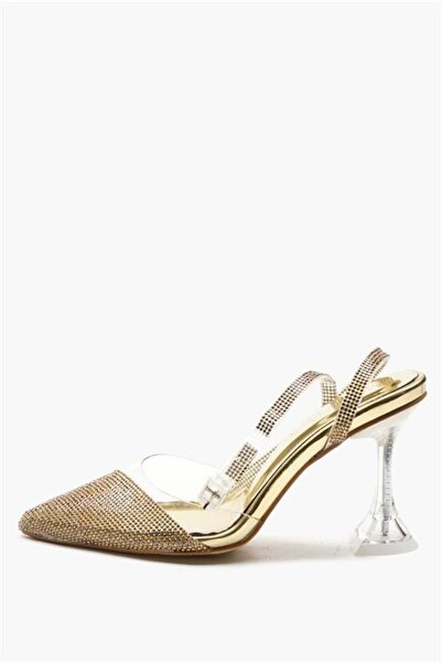 Majensia 155023 Glitter Stone Heeled Shoes Gold