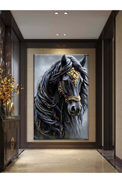ESLEM SİYAH İHTİŞAM - ASİL SİYAH AT - BASKI KANVAS TABLO