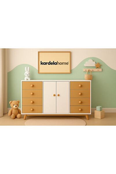Kardelahome Kardela %100 Mdf 8 Çekmeceli 2 Kapaklı Geniş Bebek & Çocuk Şifonyer