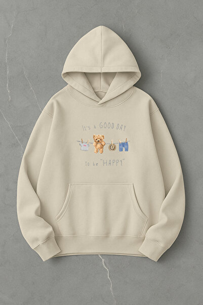 LORVEX O zi bună pentru a fi fericit Pulover supradimensionat cu imprimeu tricou