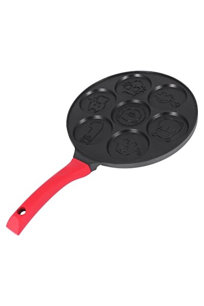 cheffinger Tavă pentru clătite, 7 forme, aluminiu, neagră cu roșu, 43x26x4,5cm