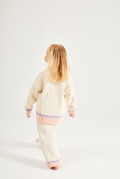 Momercy Pink Striped Girl's Knitwear Set