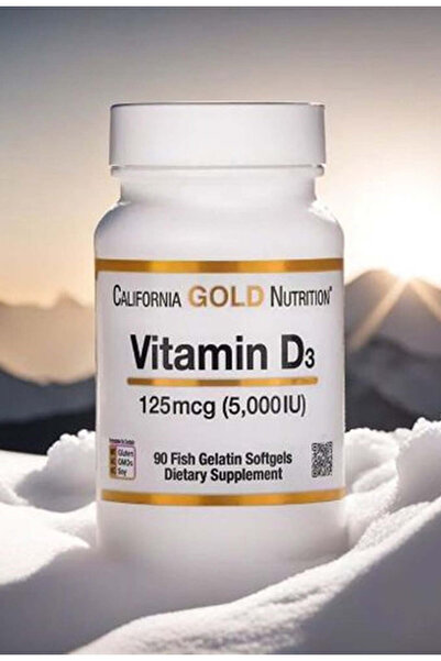 California Gold Nutrition , Vitamin D3, 125 mcg (5,000 IU), 90 Fish Gelatin S...