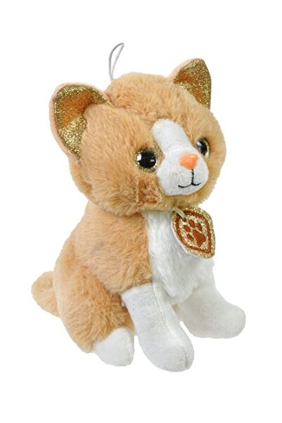 Davida Dreams Pisicuta din plus, maro cu alb, detalii cu sclipici, 18 cm