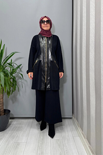 MASCARA سترة بسحاب أمامي باللون الأسود 56MK1115