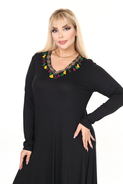 MJORA V-Neck Striped Asymmetrical Viscose Knitted Dress