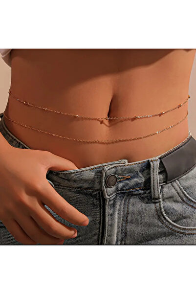 SNGL ACCESSORİES Zincir Göbek Kolyesi – İnce Zarif Bel Zinciri Kadın Takı