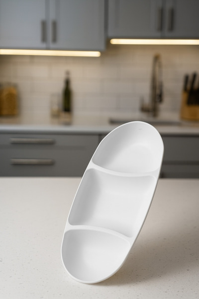 Melkan Home 3-Compartment Snack and Breakfast Plate – Bpa-Free, Healthy and Stylish Serving Presentation (12.5X28.2X3 cm)