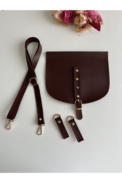 zg hobi aksesuar Cover for Knitted Bags in Burgundy Color, Strap and Bug Set ...