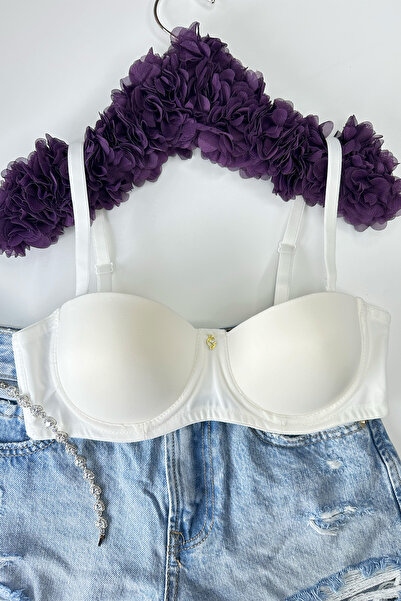 Morensa Women's Gathering Underwire Lightly Supported Silicone Strapless Bra Ecru