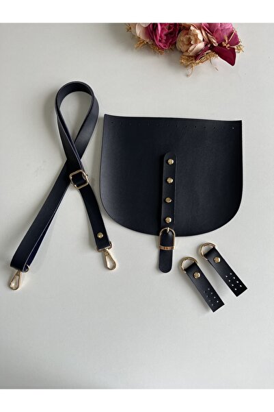 zg hobi aksesuar Cover for Knitted Bags Dark Blue Color, Strap and Bug Set-Kn...