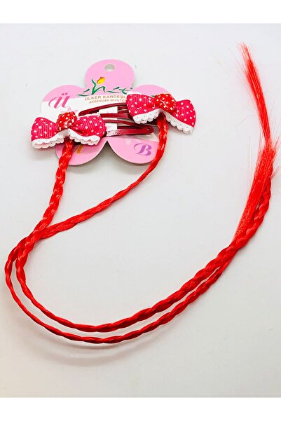 İnDerin Children's Braided Hair Clip Strawberry Snap Clip Set of 2
