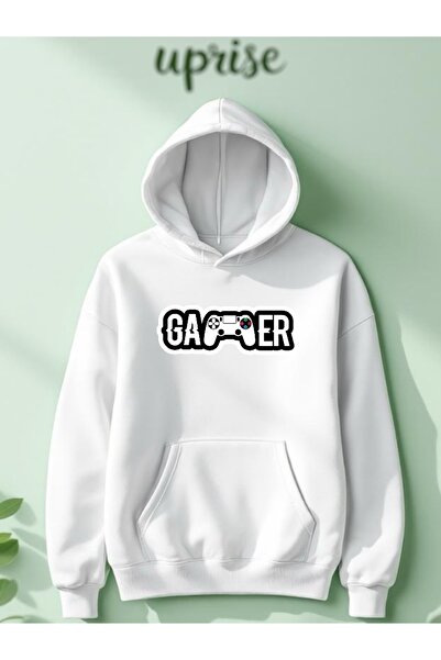 Vordevia Hanorac Oversize din bumbac cu imprimeu Gamer 3 Fire