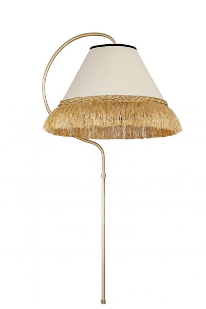 VENON Maria Sehpalı Lambader Püsküllü Krem Patine Krem Şapka Krem Püskül Siyah Kenar Fonksiyonel