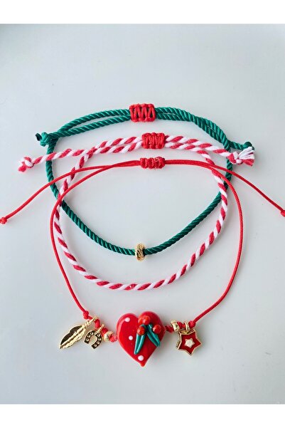 Shepidi 3 قطع من أساور الحظ على شكل قلب من مورانو مارتينيتشكا
