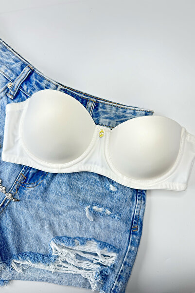 Morensa Women's Gathering Underwire Lightly Supported Silicone Strapless Bra Ecru