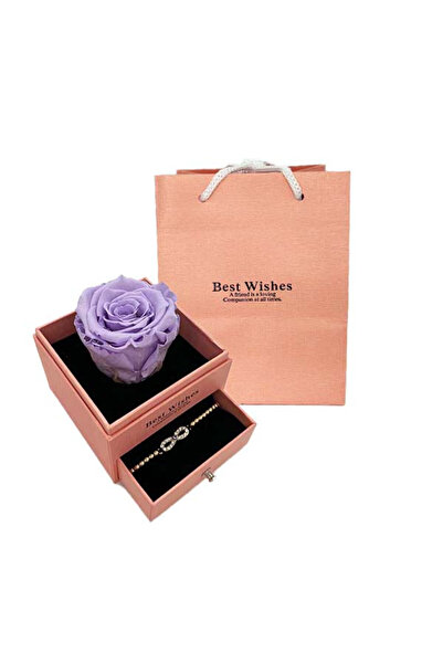 velve Κρυογονικό τριαντάφυλλο σε κουτί σομόν, με συρτάρι και βραχιόλι, λιλά, ...