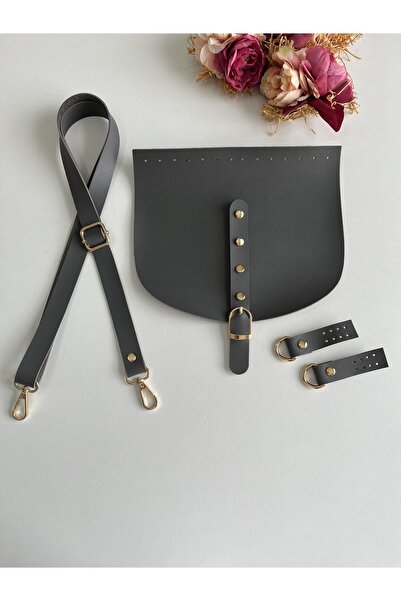 zg hobi aksesuar غطاء للحقائب المحبوكة باللون الرمادي، مجموعة حزام ومشبك - طق...