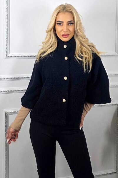 FashionForYou Bolero with three-quarter sleeves, VORRA and pearl cufflinks, Black