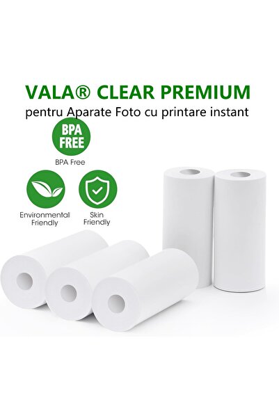 VALA Set 5 role de hârtie VALA® CLEAR PREMIUM, camere foto cu imprimare instantanee și mini-imprimante
