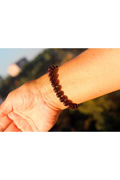 Altai Granat Taşı Doğal Taş Bileklik ( Lal, Grena, Garnet / 8mm )