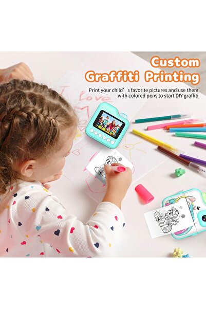 VALA Aparat foto copii cu functie de printare, V6B, Rezolutie 48Mpx 1080P, Display LCD Color 3.2", T