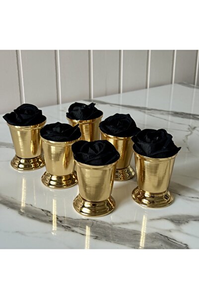 Melinda 6 Pieces Gold Plated Black Velvet Rose Bowl - Roses Are Included