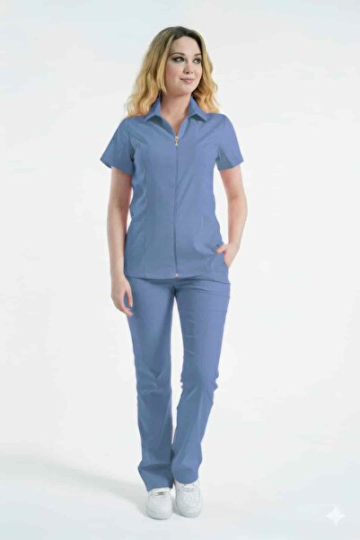 LİZY STORE A S t E R I a - Ice Blue Women's Uniform Set