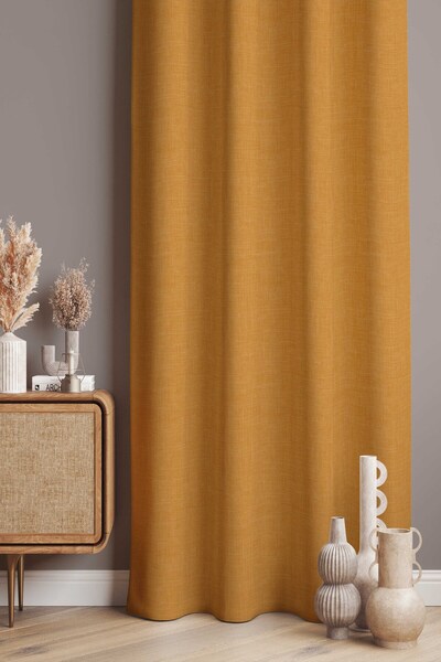 Pilloveland Fon Perde - Linen Look - Keten Görünümlü Dijital Baskılı Süet Kumaş - 140*280 cm