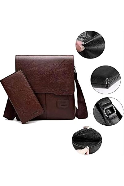 Hope Bag with Wallet for iPad and Personal Supplies Shoulder Bag Men Messenger Bag Leather Small Bag Vint