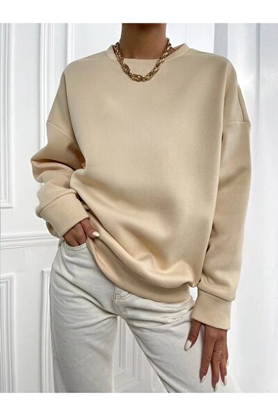 sole stories Women's Beige Premium Oversize Sweatshirt